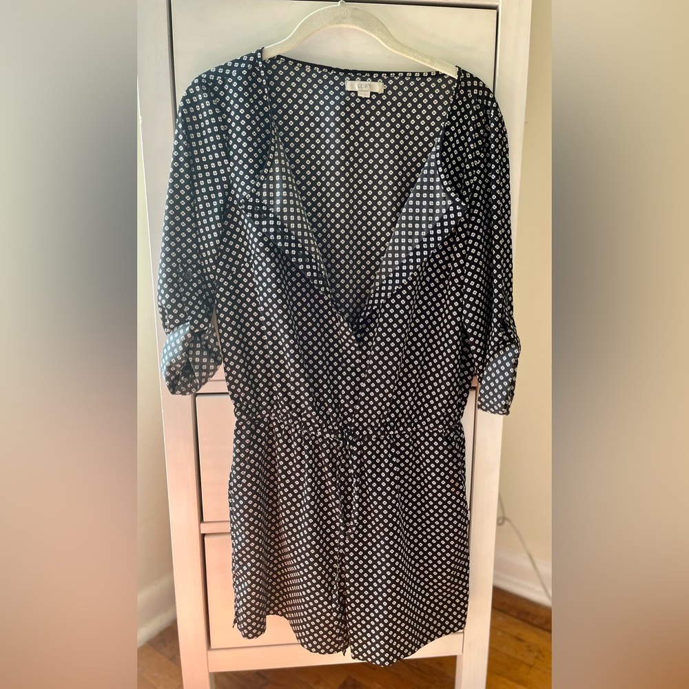 Loft black and white, long sleeved romper